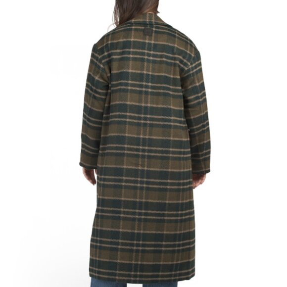 NEW HUNTER Wool Blend Plaid Coat in multi green for women 1225 8m4 - Picture 7 of 7